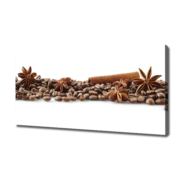 Cuadro canvas con impresión uv duradera horizontal Granos de café con canela