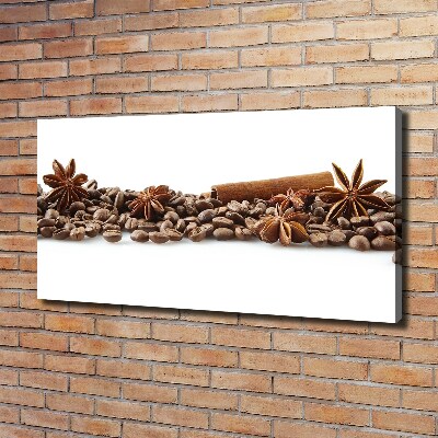 Cuadro canvas con impresión uv duradera horizontal Granos de café con canela