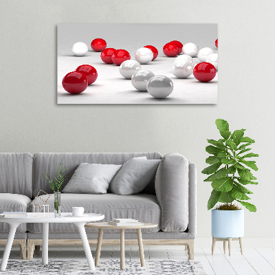 Cuadro canvas moderno de gran formato horizontal Bolas rojas y blancas