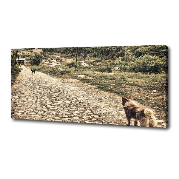 Fotocuadro en lienzo de alta calidad horizontal Dos perros en una colina