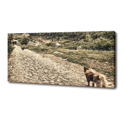 Fotocuadro en lienzo de alta calidad horizontal Dos perros en una colina