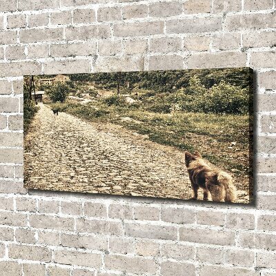 Fotocuadro en lienzo de alta calidad horizontal Dos perros en una colina