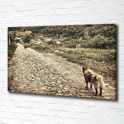 Fotocuadro en lienzo de alta calidad horizontal Dos perros en una colina