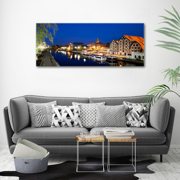 Fotocuadro en lienzo de alta calidad horizontal Bydgoszcz de noche