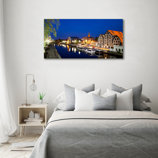 Fotocuadro en lienzo de alta calidad horizontal Bydgoszcz de noche