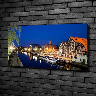Fotocuadro en lienzo de alta calidad horizontal Bydgoszcz de noche