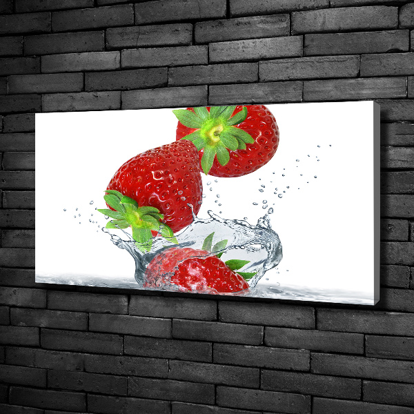 Fotocuadro en lienzo de alta calidad horizontal Fresas cayendo