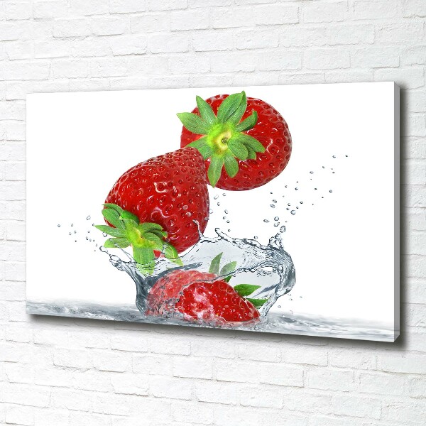 Fotocuadro en lienzo de alta calidad horizontal Fresas cayendo