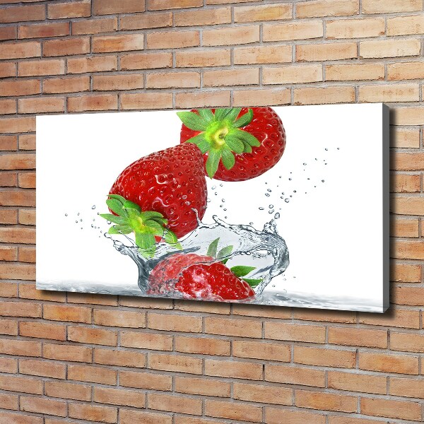 Fotocuadro en lienzo de alta calidad horizontal Fresas cayendo