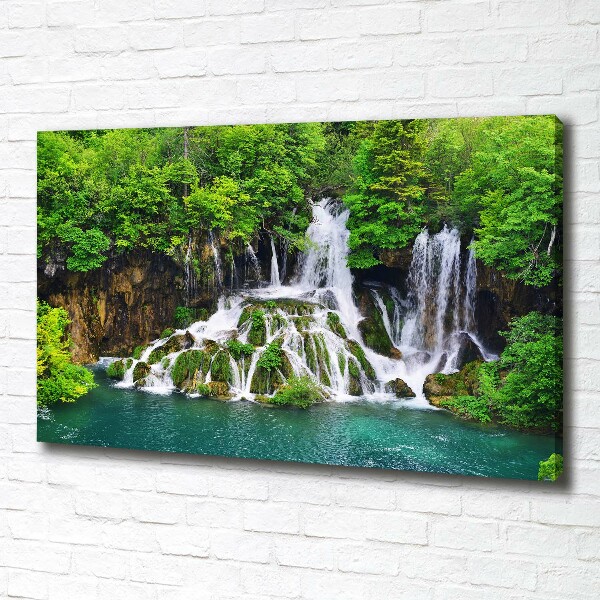 Cuadro canvas con impresión uv duradera horizontal Cascada en las montañas