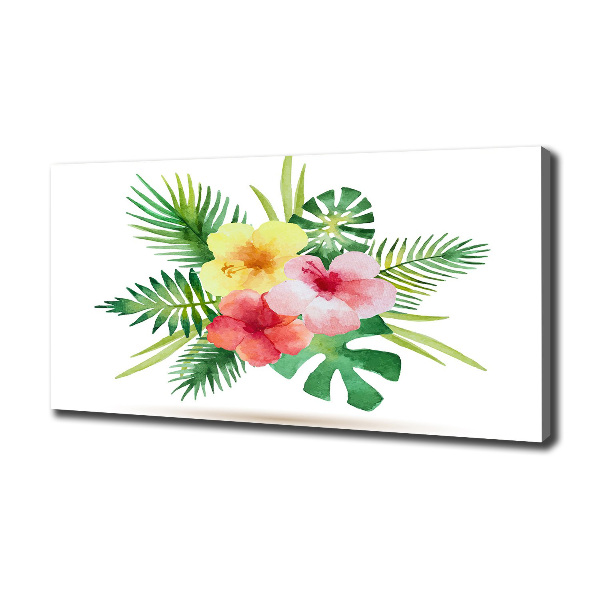 Cuadro canvas moderno de gran formato horizontal flores hawaianas