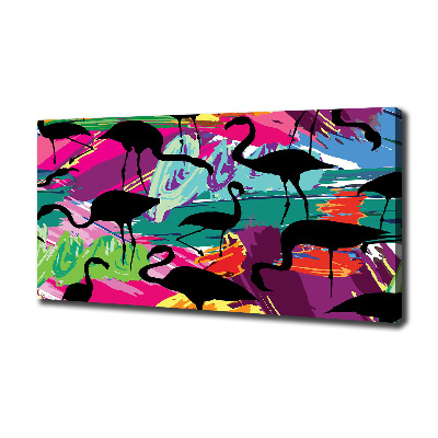 Cuadro canvas con impresión uv duradera horizontal Flamencos