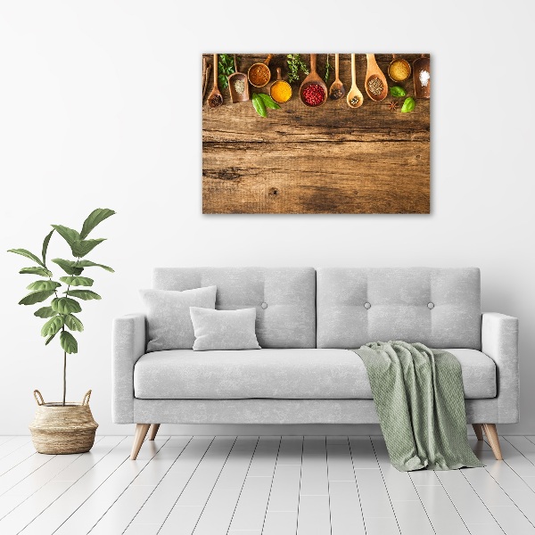 Cuadro canvas con impresión uv duradera horizontal Especias de madera
