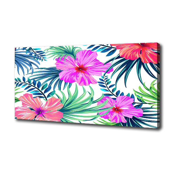 Cuadro canvas con impresión uv duradera horizontal flores hawaianas