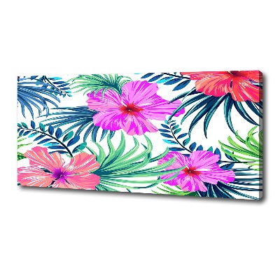 Cuadro canvas con impresión uv duradera horizontal flores hawaianas