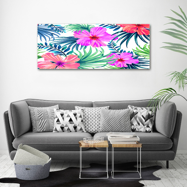 Cuadro canvas con impresión uv duradera horizontal flores hawaianas