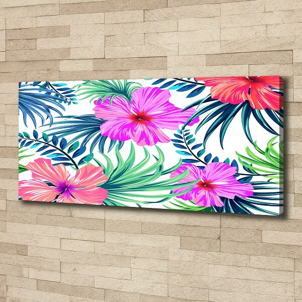 Cuadro canvas con impresión uv duradera horizontal flores hawaianas