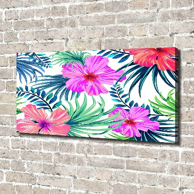 Cuadro canvas con impresión uv duradera horizontal flores hawaianas