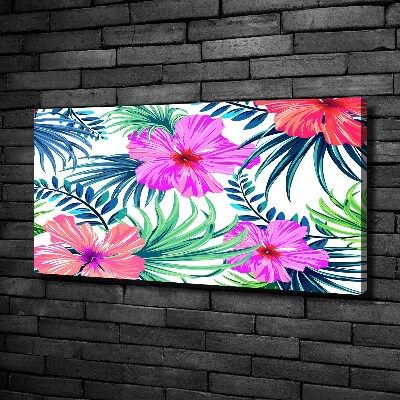 Cuadro canvas con impresión uv duradera horizontal flores hawaianas