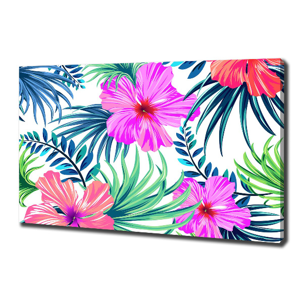 Cuadro canvas con impresión uv duradera horizontal flores hawaianas