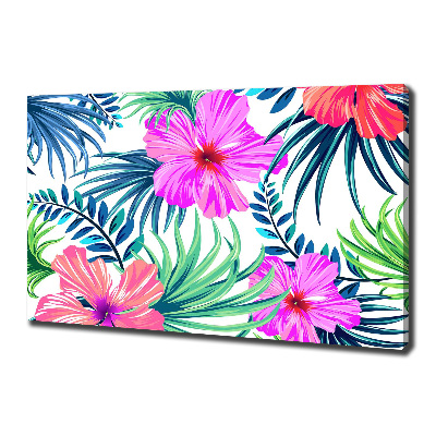 Cuadro canvas con impresión uv duradera horizontal flores hawaianas