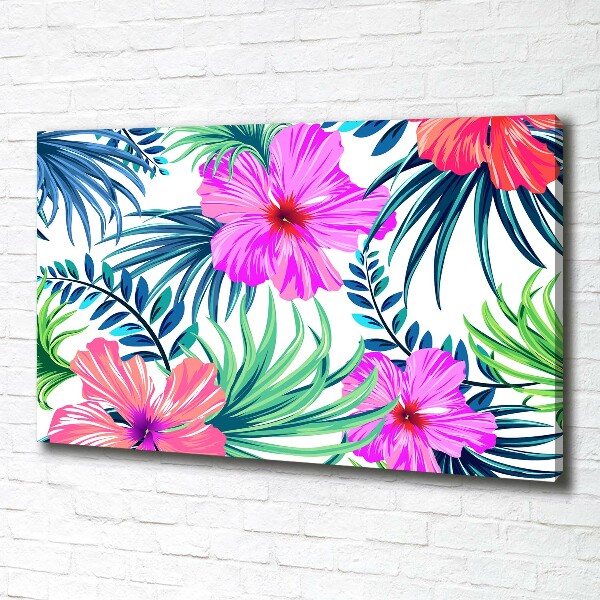 Cuadro canvas con impresión uv duradera horizontal flores hawaianas