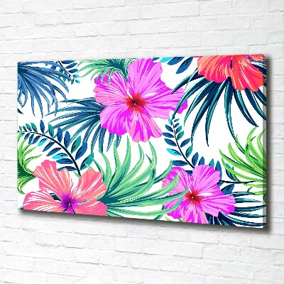 Cuadro canvas con impresión uv duradera horizontal flores hawaianas