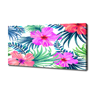 Cuadro canvas con impresión uv duradera horizontal flores hawaianas