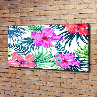 Cuadro canvas con impresión uv duradera horizontal flores hawaianas