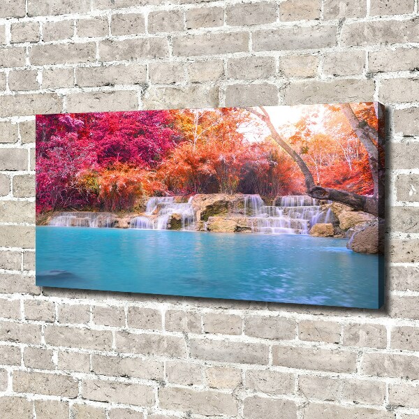 Fotocuadro en lienzo de alta calidad horizontal Cascada en el bosque