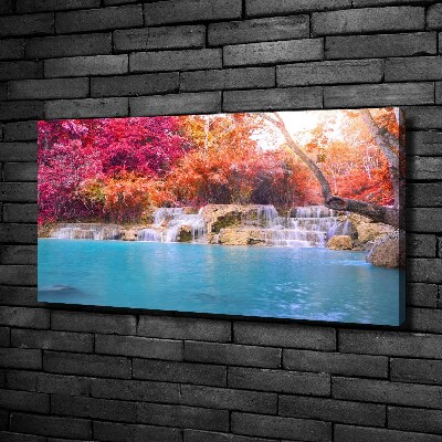 Fotocuadro en lienzo de alta calidad horizontal Cascada en el bosque