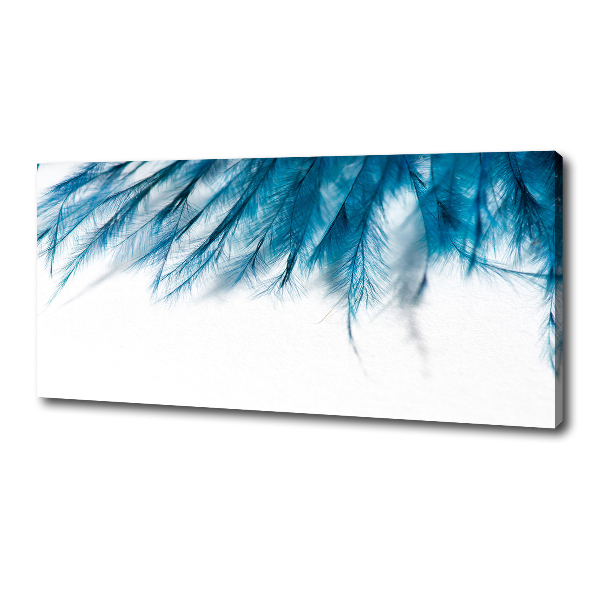 Cuadro canvas con impresión uv duradera horizontal plumas azules