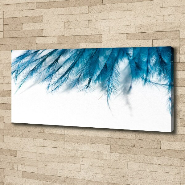 Cuadro canvas con impresión uv duradera horizontal plumas azules
