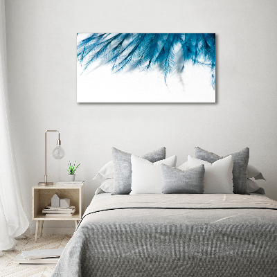 Cuadro canvas con impresión uv duradera horizontal plumas azules