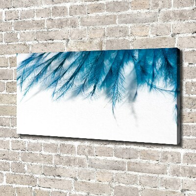 Cuadro canvas con impresión uv duradera horizontal plumas azules