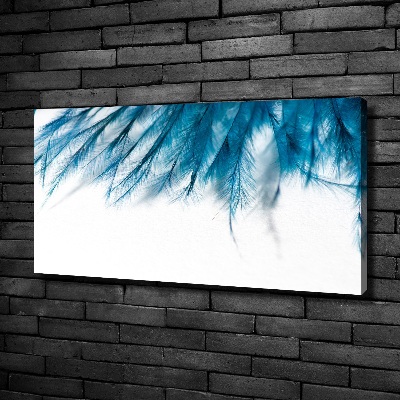 Cuadro canvas con impresión uv duradera horizontal plumas azules