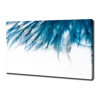Cuadro canvas con impresión uv duradera horizontal plumas azules