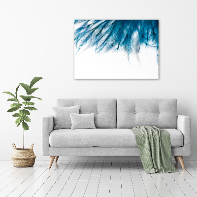 Cuadro canvas con impresión uv duradera horizontal plumas azules