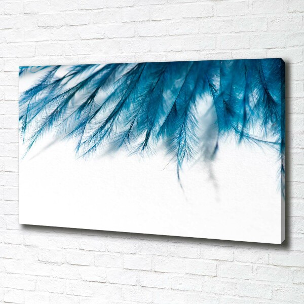 Cuadro canvas con impresión uv duradera horizontal plumas azules