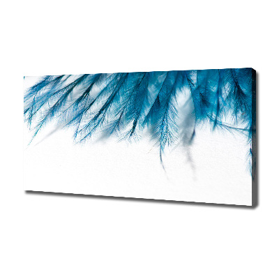 Cuadro canvas con impresión uv duradera horizontal plumas azules