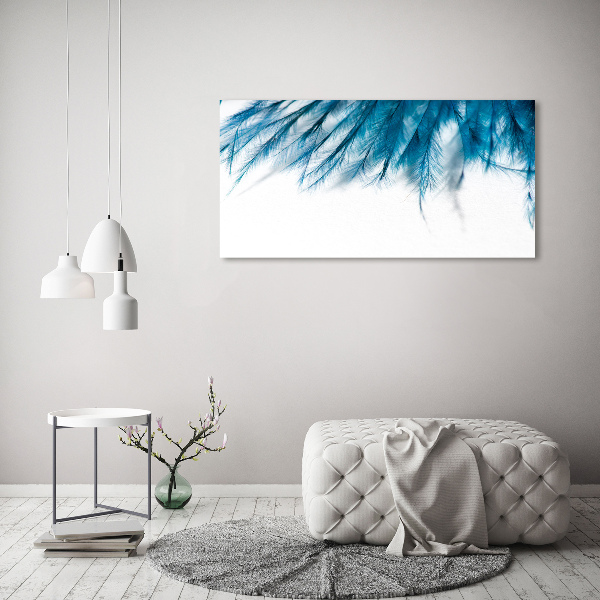 Cuadro canvas con impresión uv duradera horizontal plumas azules