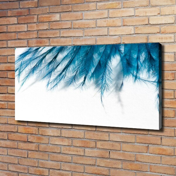 Cuadro canvas con impresión uv duradera horizontal plumas azules