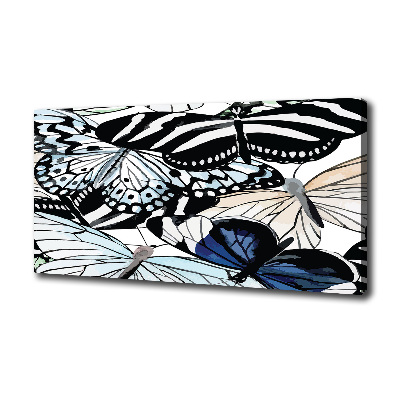 Cuadro canvas moderno de gran formato horizontal Mariposas y flores