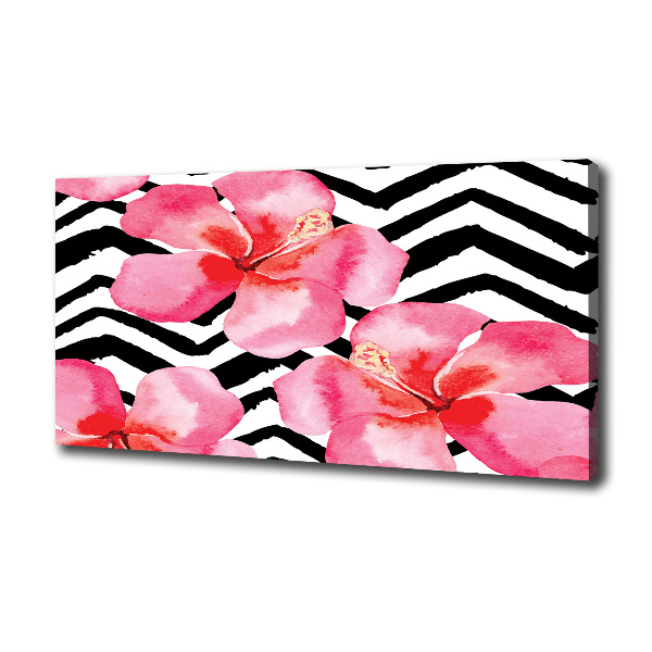 Cuadro canvas con impresión uv duradera horizontal flores hawaianas