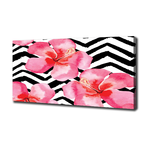Cuadro canvas con impresión uv duradera horizontal flores hawaianas