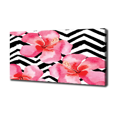 Cuadro canvas con impresión uv duradera horizontal flores hawaianas