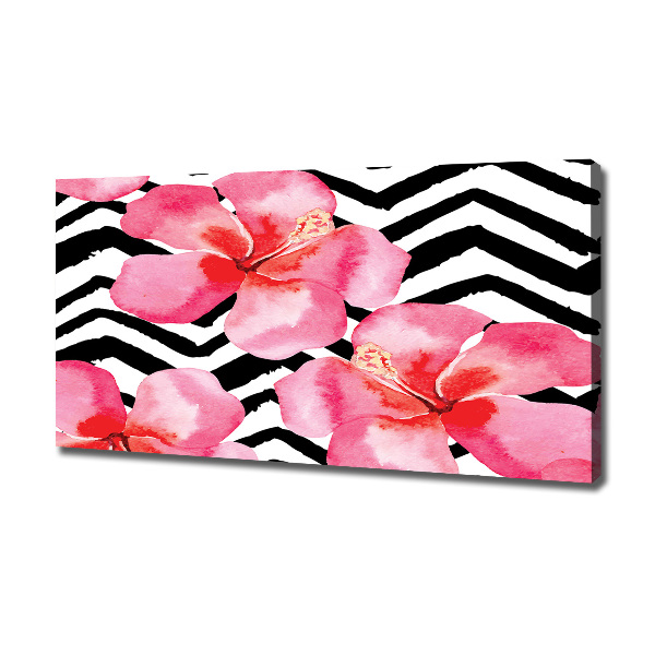Cuadro canvas con impresión uv duradera horizontal flores hawaianas