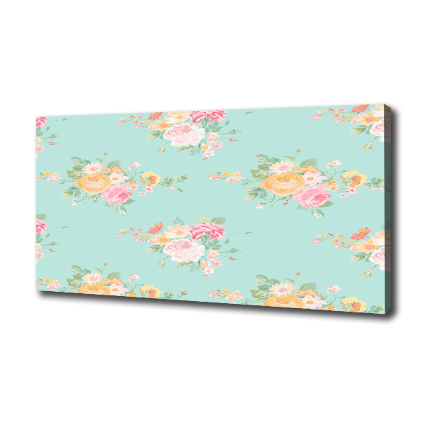 Cuadro canvas moderno de gran formato horizontal Patrón floral