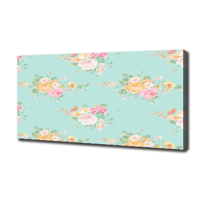 Cuadro canvas moderno de gran formato horizontal Patrón floral