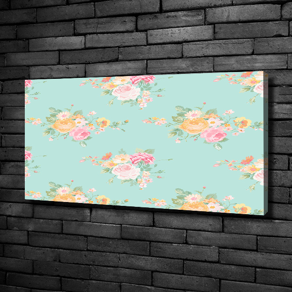 Cuadro canvas moderno de gran formato horizontal Patrón floral
